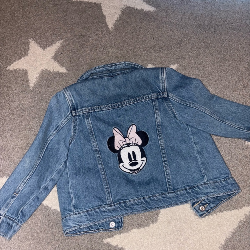 GAP Kids Blue Denim Jacket with Minnie Patch. Red mark on left pocket